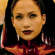 Jennifer Lopez wearing dramatic hair and make-up in a scene from her previous sci-fi film The Cell.